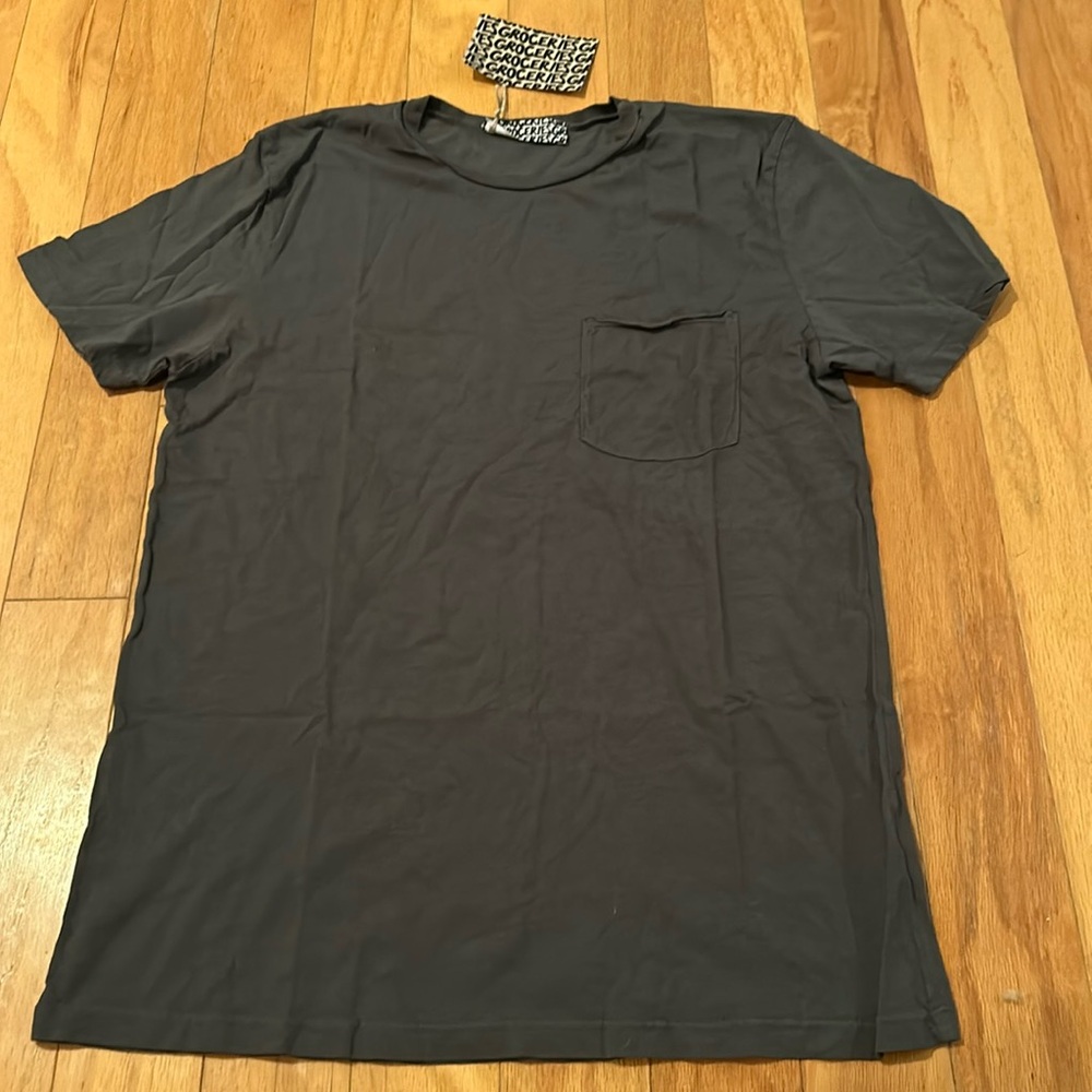 Basic Tee Groceries Apparel made in USA Organic Cotton Grey Womens NWT Small